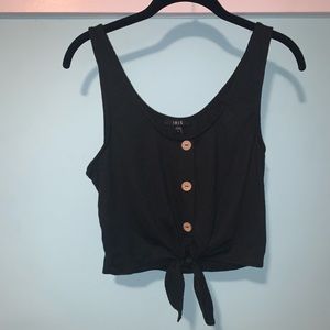 Black Tie Front Crop Top